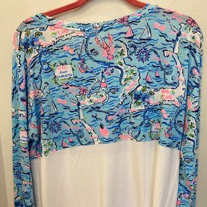 Lilly Pulitzer Blue and White Nautical Print Top